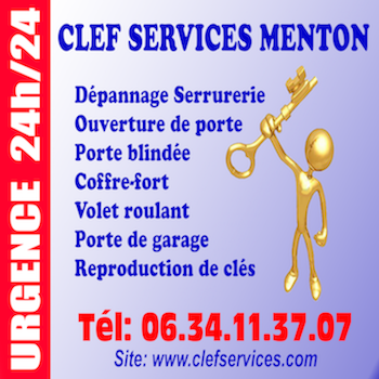 Logo de CLEF SERVICES MENTON, société de travaux en Fourniture et changement de serrures intérieures / extérieures