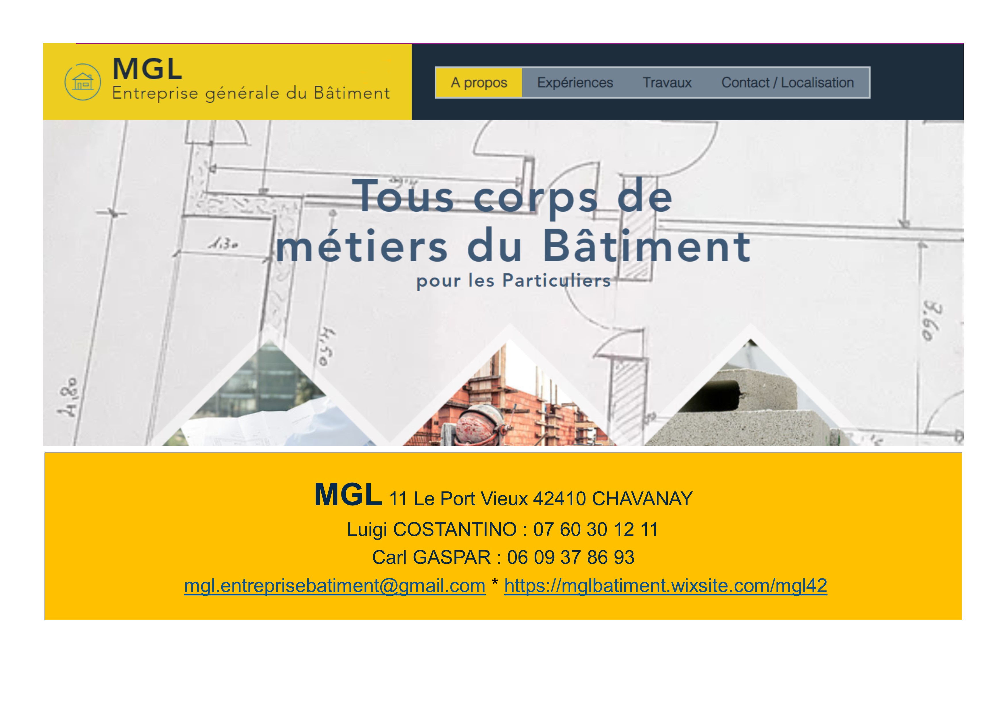 Logo de MGL, société de travaux en Maçonnerie : construction de murs, cloisons, murage de porte